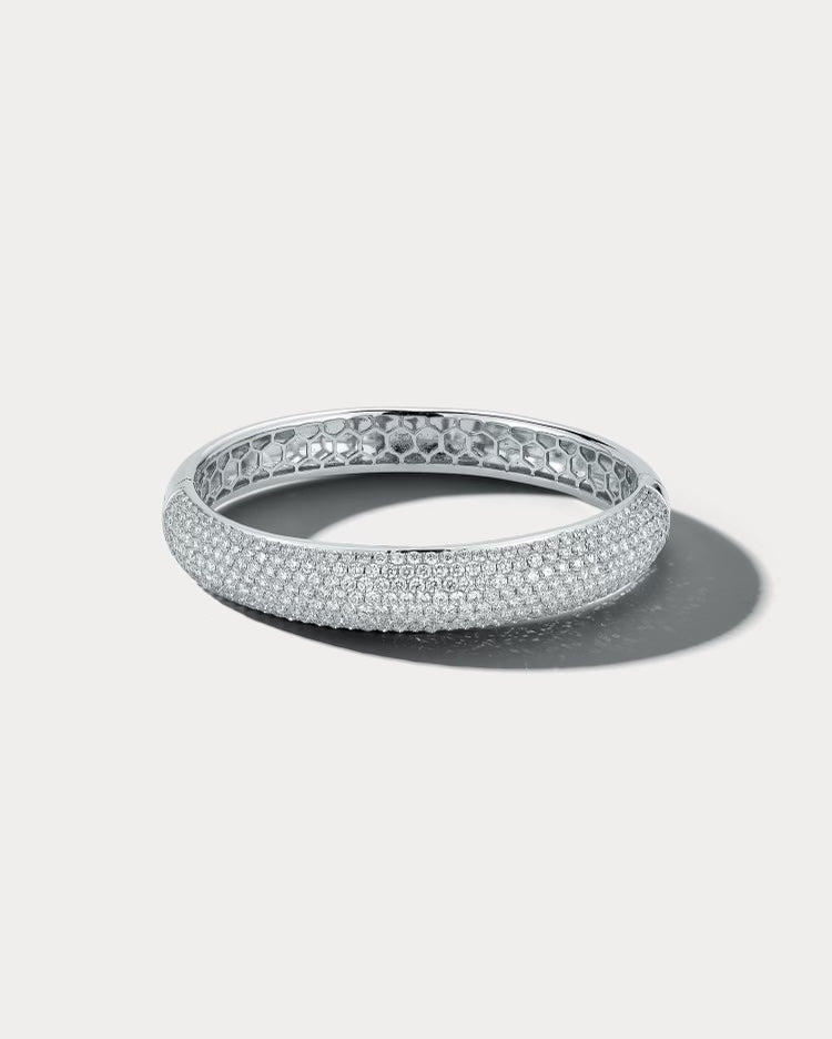 White Gold Diamond Bangle - Ammrada