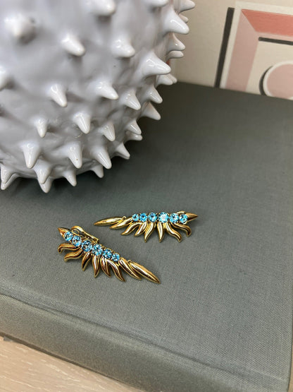 Blue Topaz Yellow Gold Earrings - Ammrada