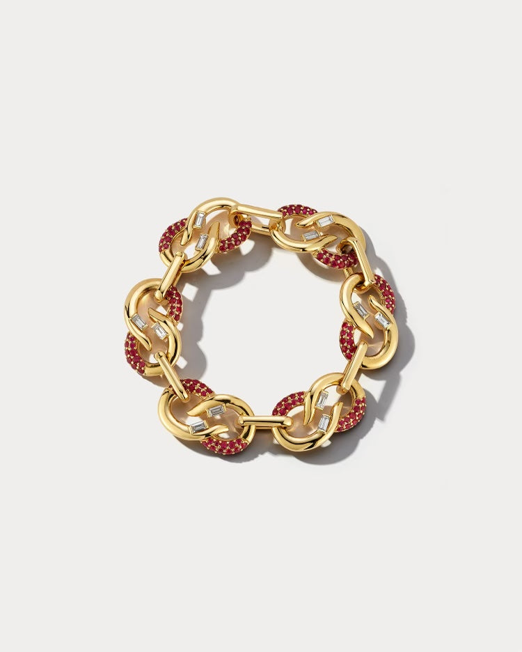 Ruby and Diamond Link Bracelet - Ammrada