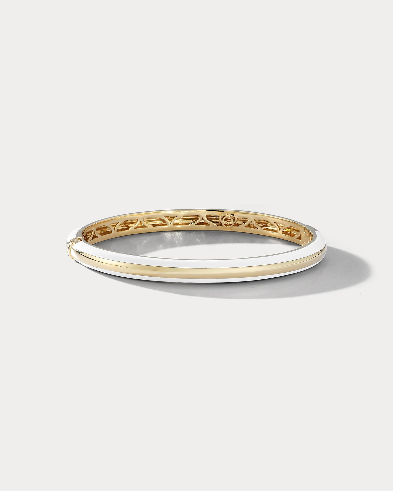 White Ceramic &amp; Yellow Gold Bangle - Ammrada