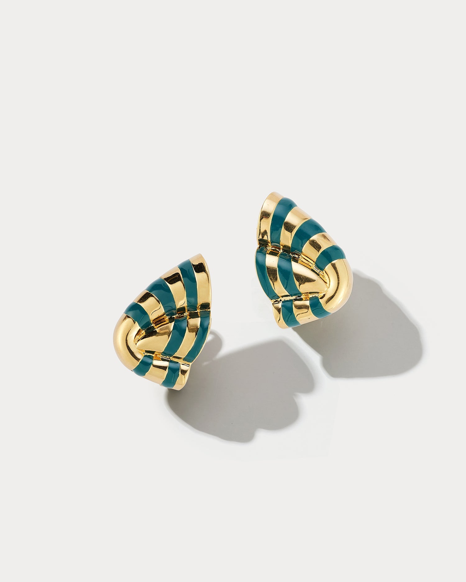 18k Yellow Gold Butterfly Earrings W/ Teal Ceramic Enamel - Ammrada