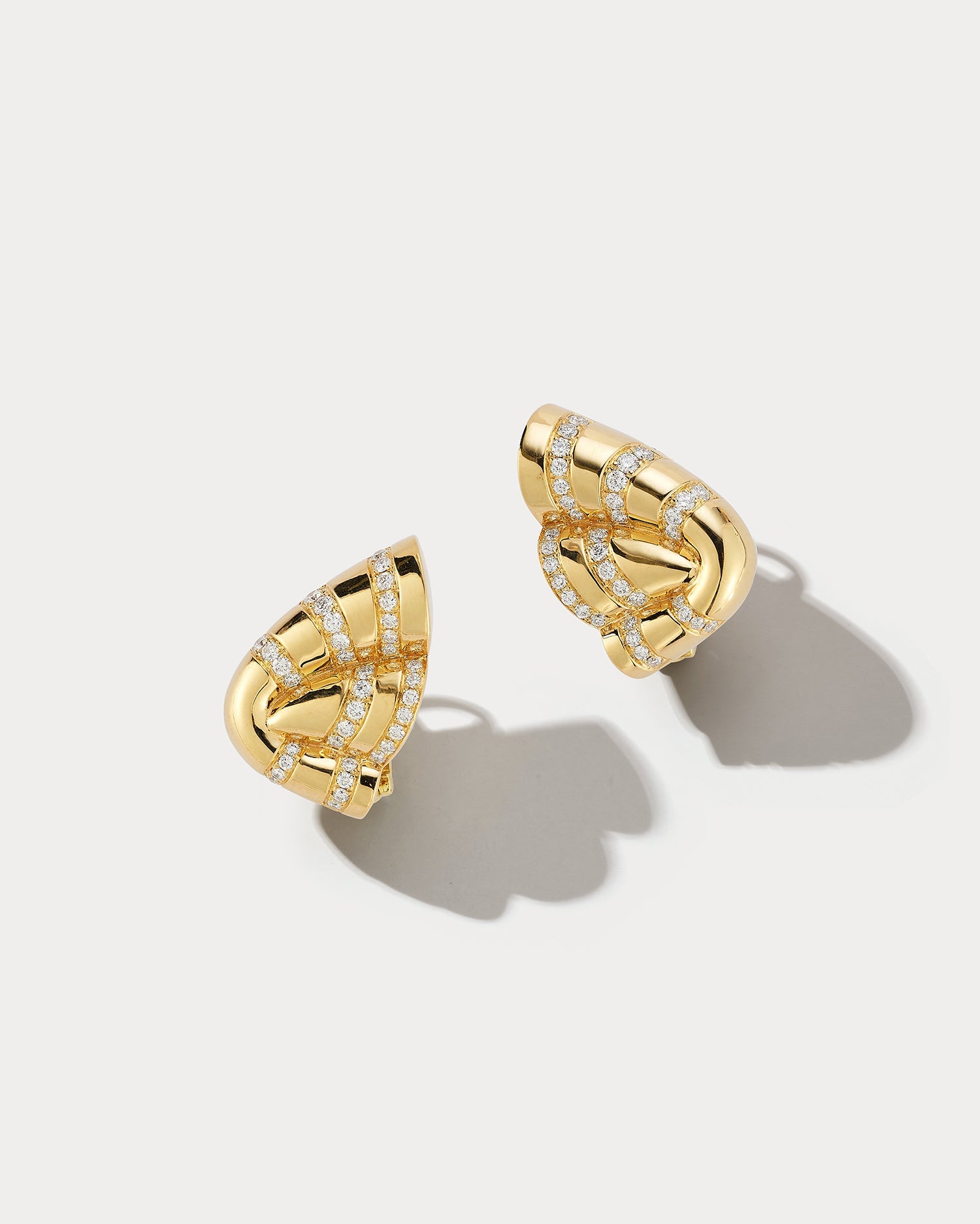 18K Yellow Gold Butterfly Earrings with Diamonds - Ammrada