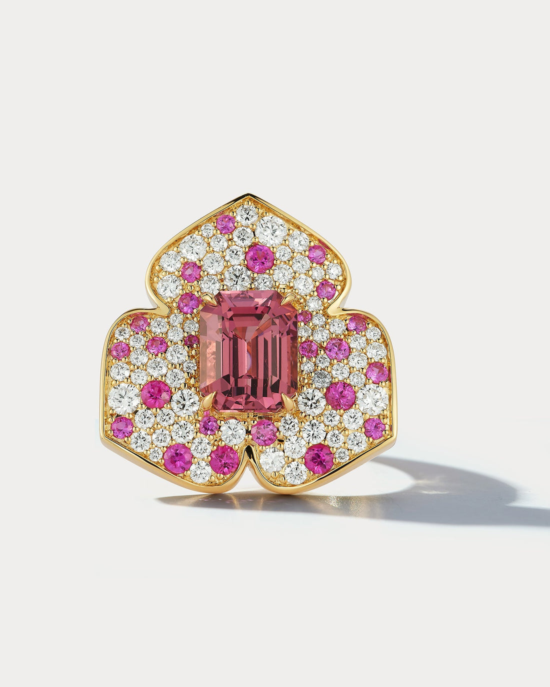 Yellow Gold Heartnote Spinel &amp; Diamond Ring - Ammrada