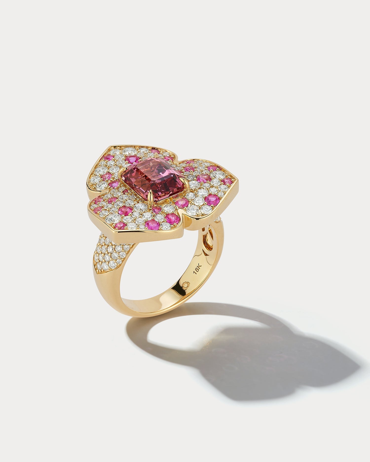 Yellow Gold Heartnote Spinel &amp; Diamond Ring - Ammrada