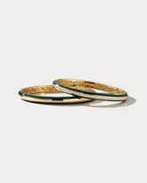 Yellow Gold Teal Ceramic & Diamond Bangle - Ammrada