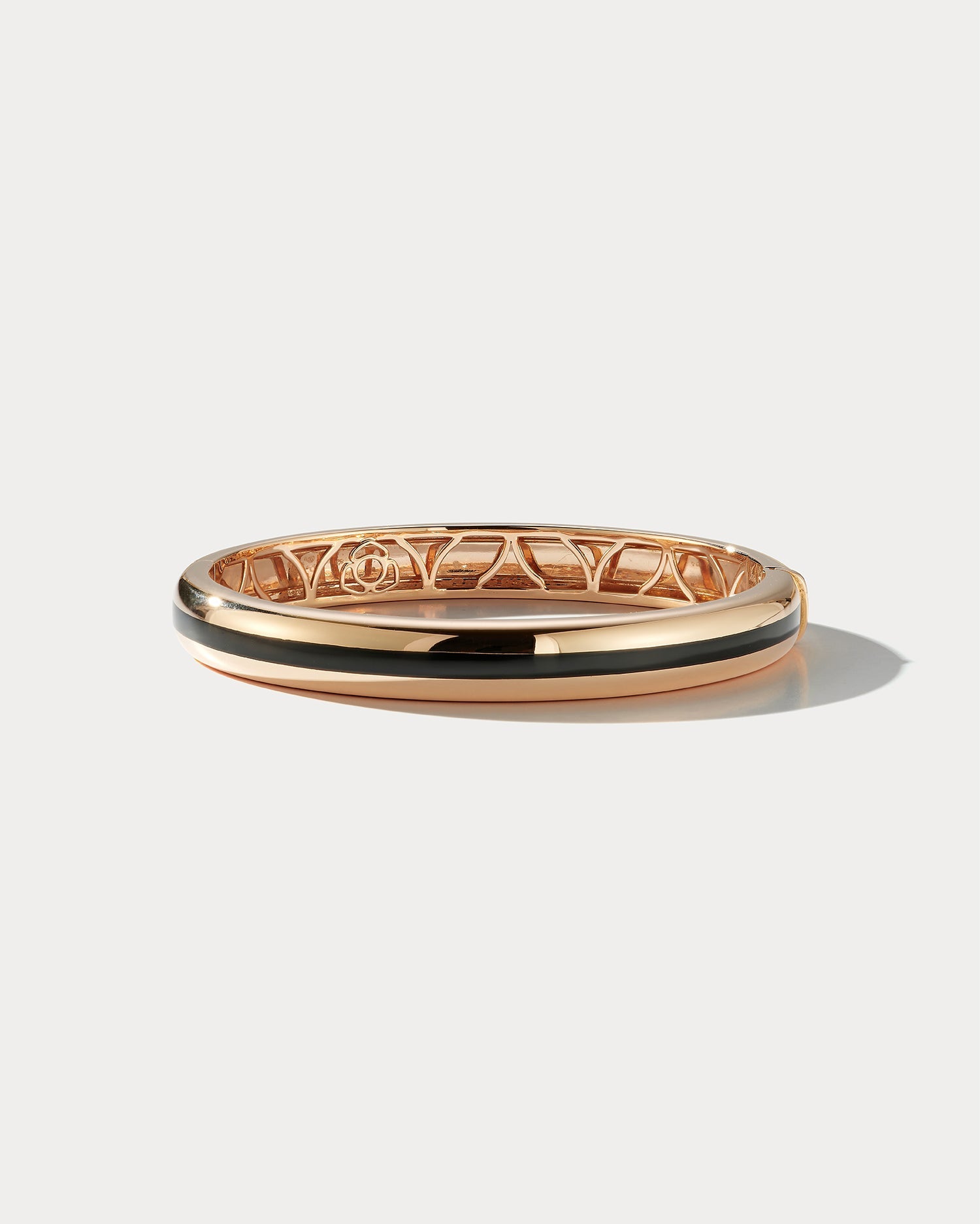 Black Ceramic &amp; 18k Rose Gold Bangle - Wide - Ammrada