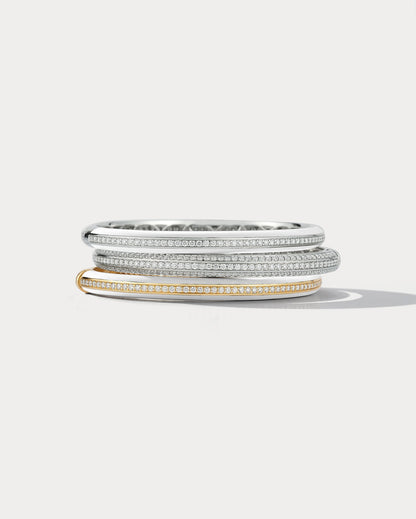 White Ceramic Yellow Gold and Diamond Bangle - Ammrada