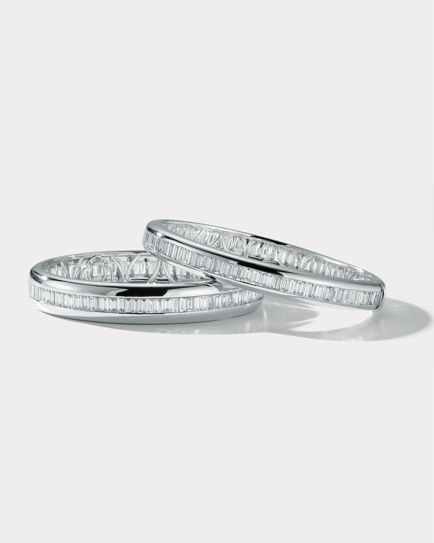 White Gold Baguette Diamond Bangle - Ammrada