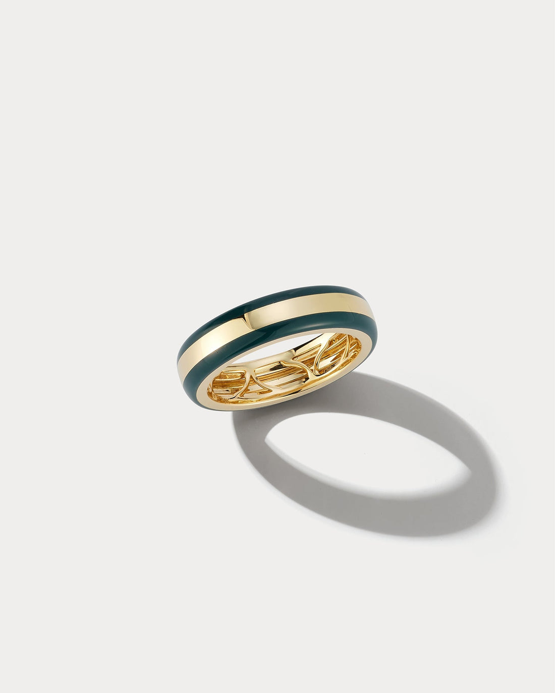 18K Yellow Gold &amp; Teal Ceramic Ring - Ammrada