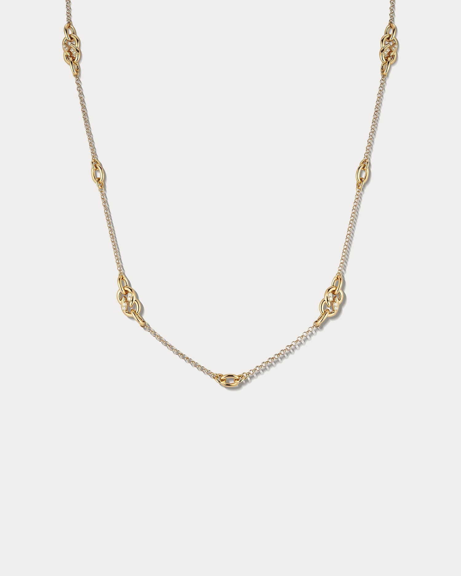 Yellow Gold &amp; Diamond 16 Inch Infinity Necklace - Ammrada