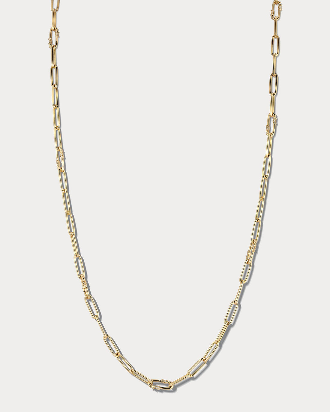 18K Yellow Gold &amp; Diamond 36 Inch Mixed Link Necklace - Ammrada