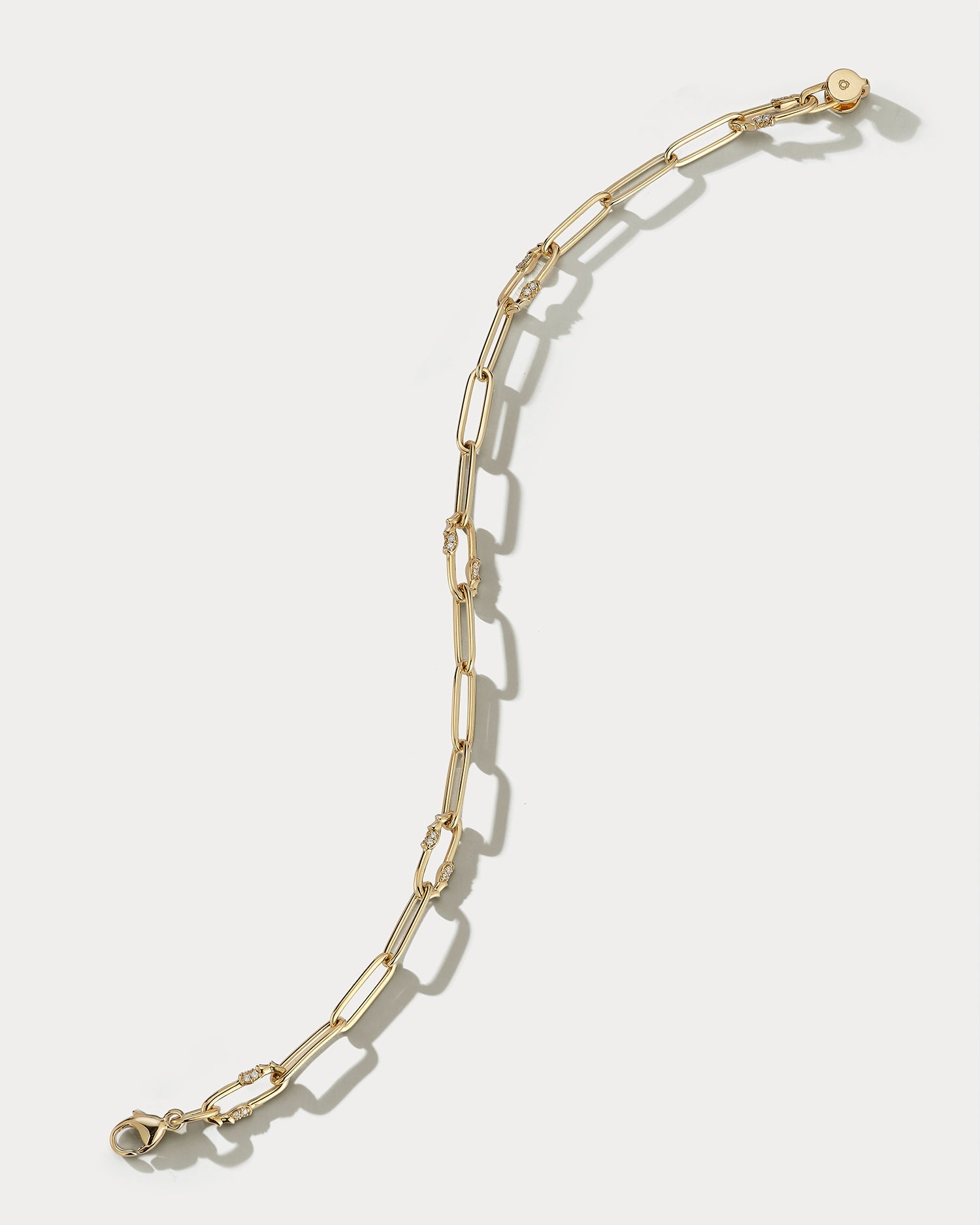 18K Yellow Gold &amp; Diamond Mixed Link Bracelet - Ammrada