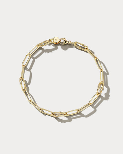 18K Yellow Gold &amp; Diamond Mixed Link Bracelet - Ammrada