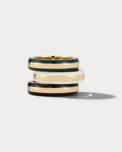 18K Yellow Gold &amp; White Ceramic Ring - Ammrada