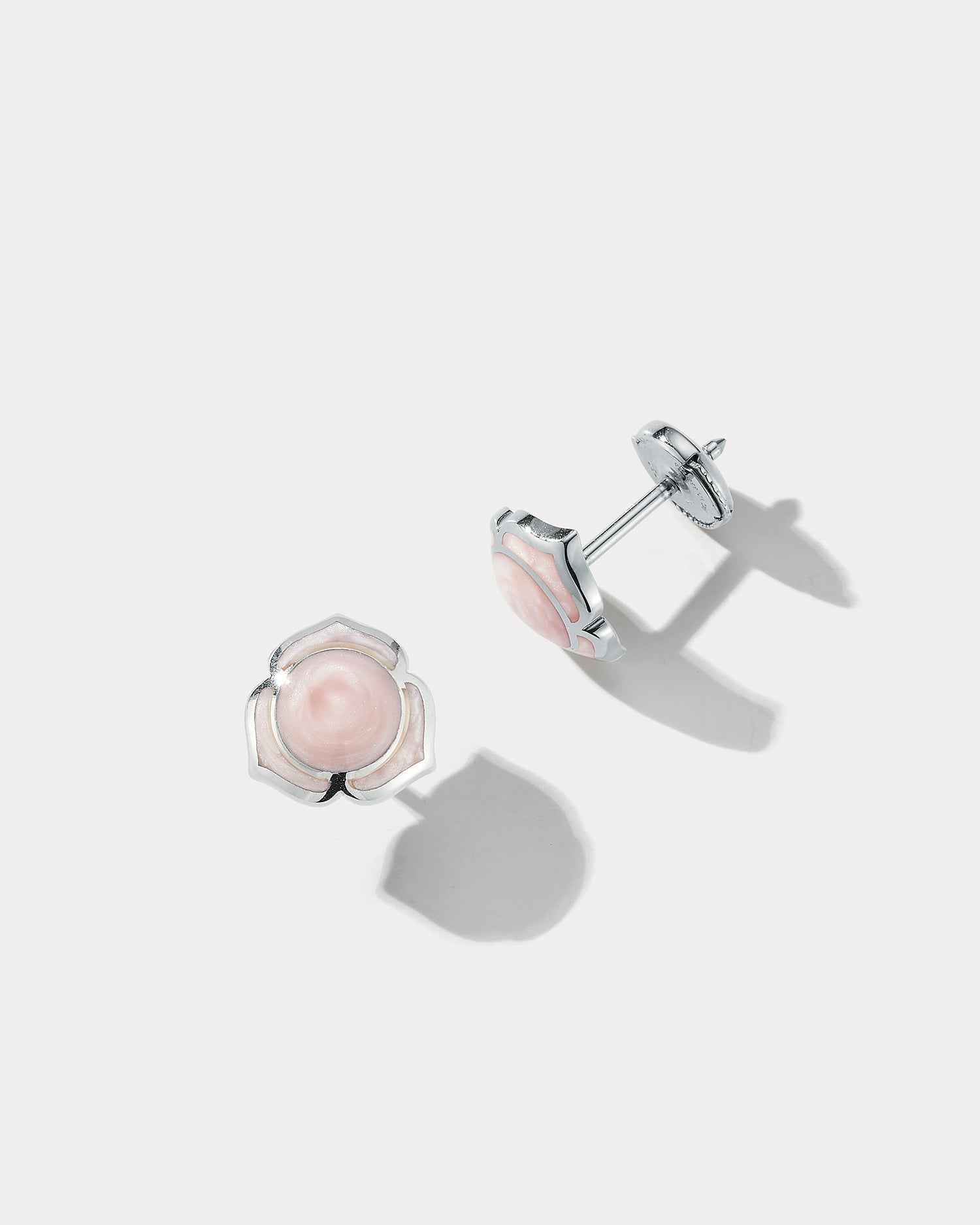 Heartnote White Gold and Pink Pearl Ceramic Earstuds - Ammrada