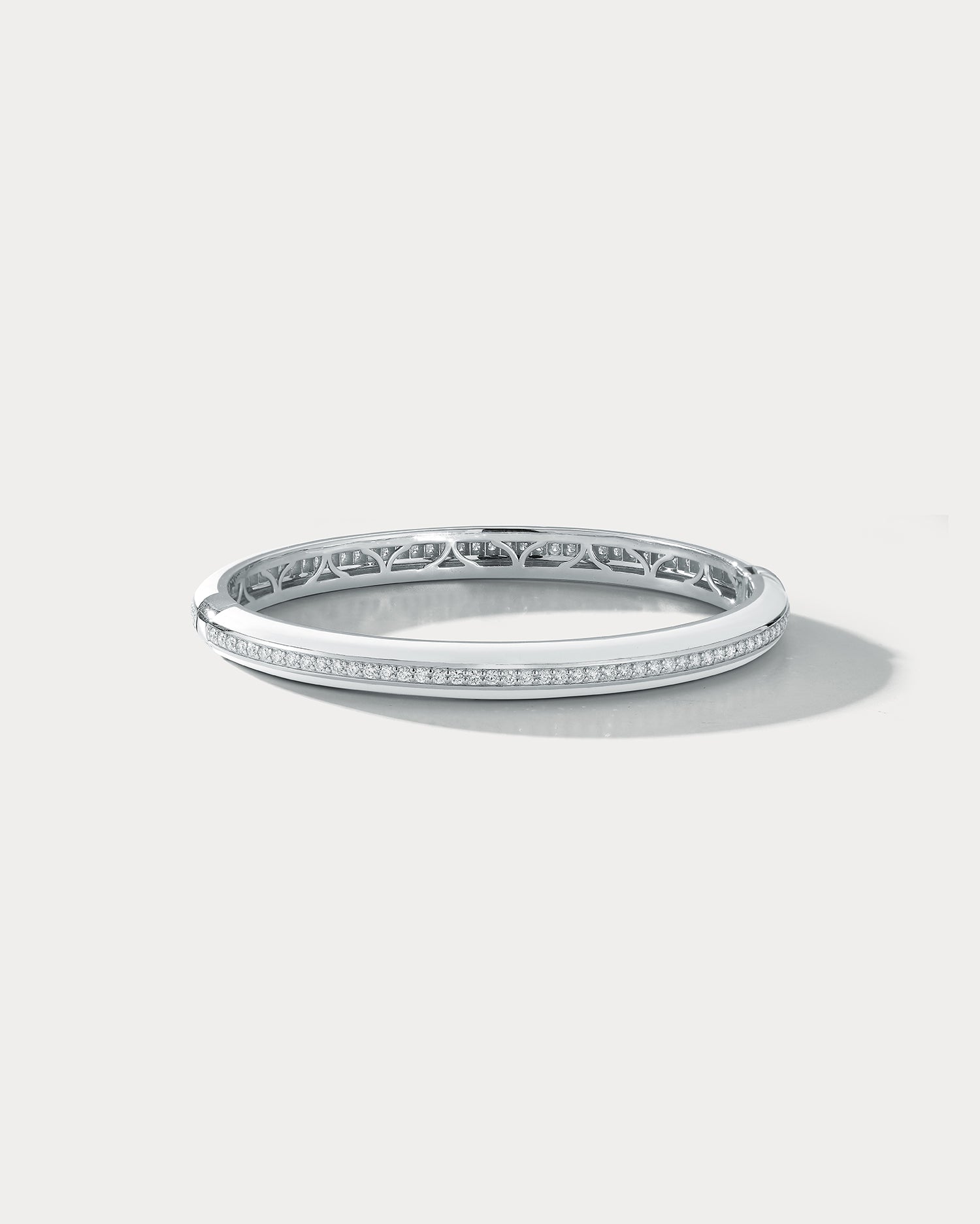 White Ceramic White Gold and Diamond Bangle - Ammrada