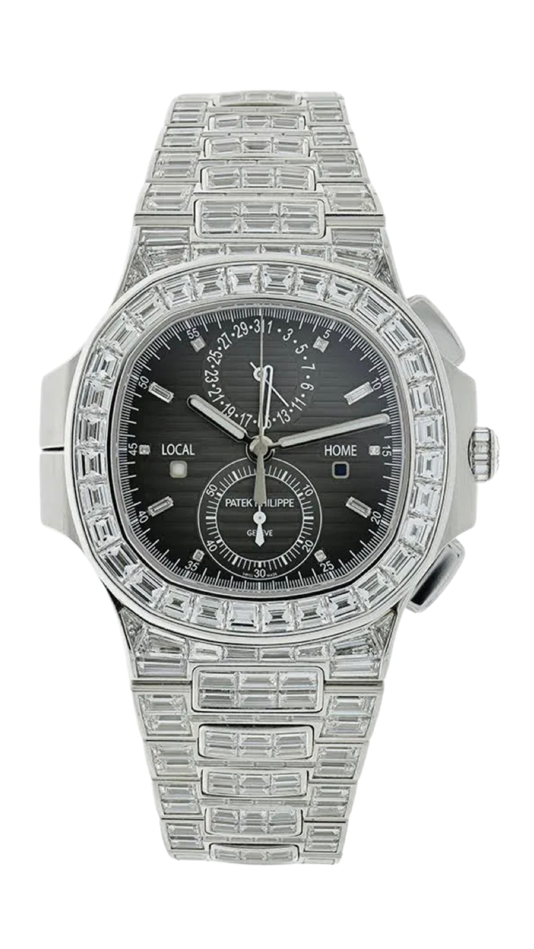 Patek Philippe Nautilus 5990/1400G White Gold Factory Baguette Gem Set - HauteLuxuryWatches